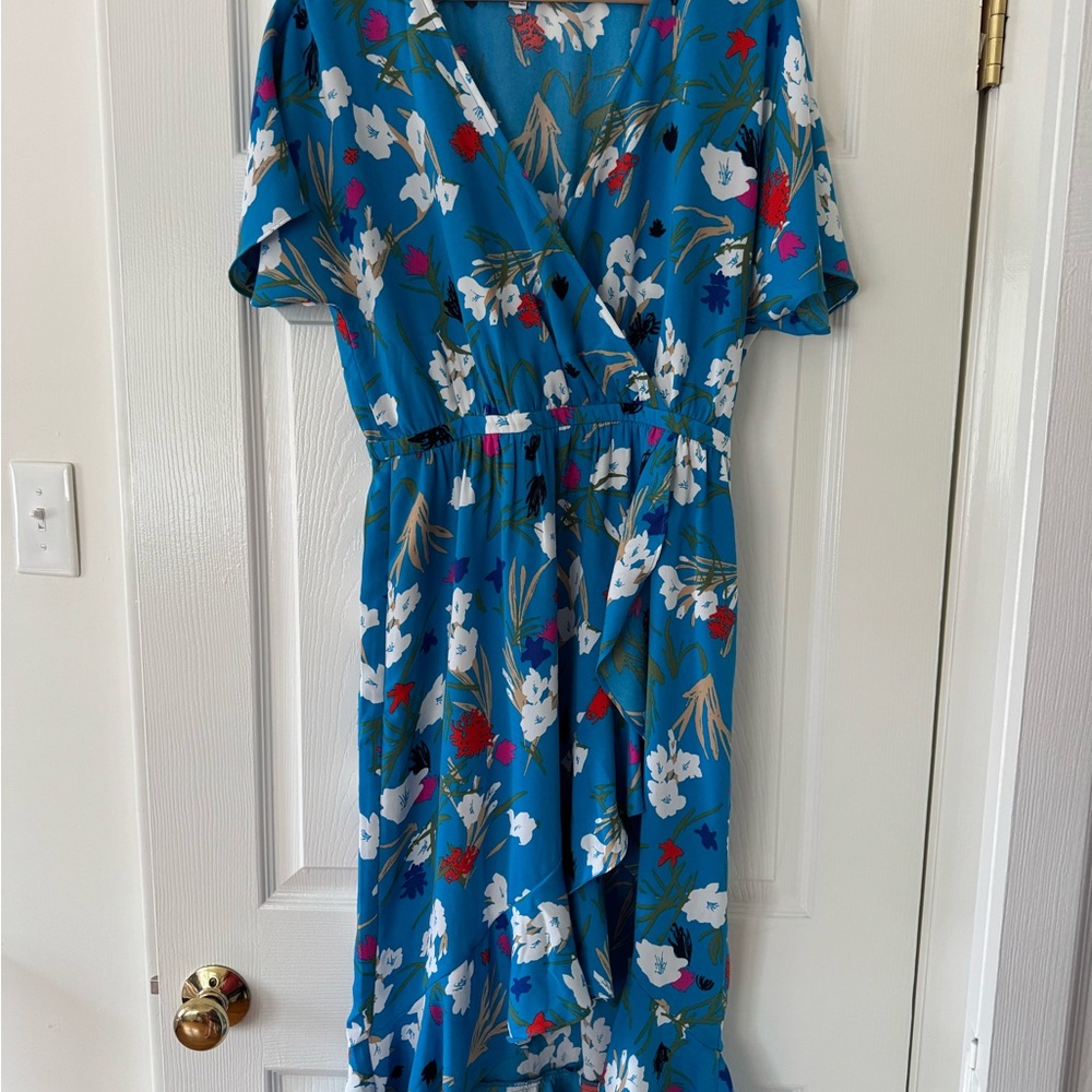 J. Crew Blue Floral Midi Dress
